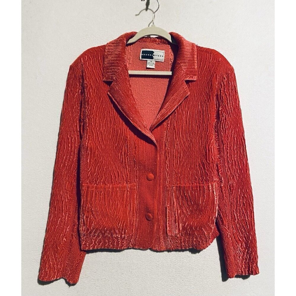 Rhonda Stark Blazer Womens XL Pink Crushed Velvet Southwestern Plush Romantic